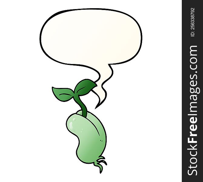 Cartoon Sprouting Seed And Speech Bubble In Smooth Gradient Style