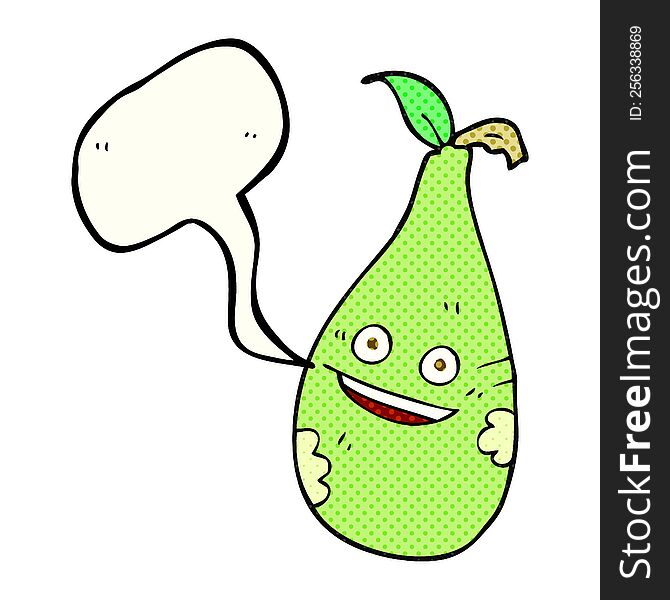 freehand drawn comic book speech bubble cartoon pear