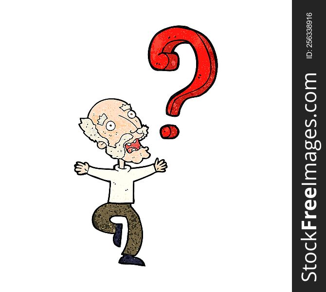 cartoon old man with question