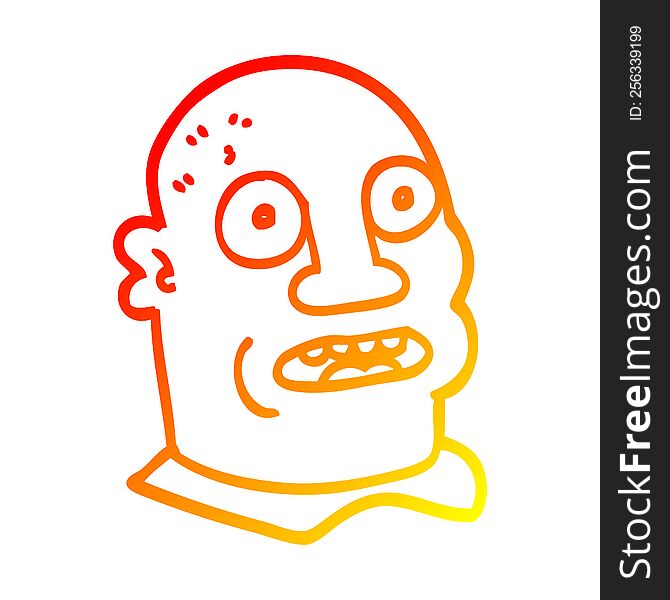 warm gradient line drawing cartoon mans head