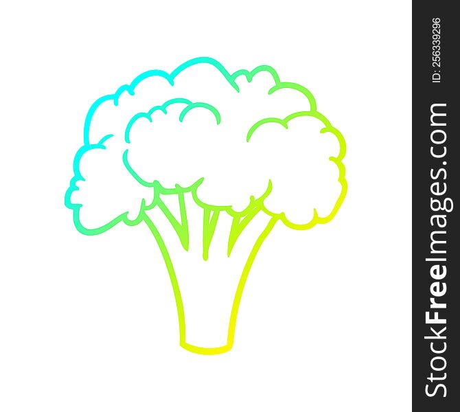 cold gradient line drawing of a Cartoon broccoli