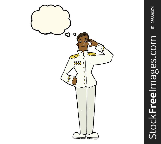 Cartoon Military Man In Dress Uniform With Thought Bubble