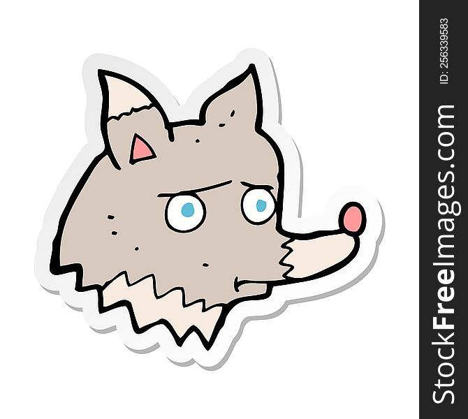 sticker of a cartoon unhappy wolf