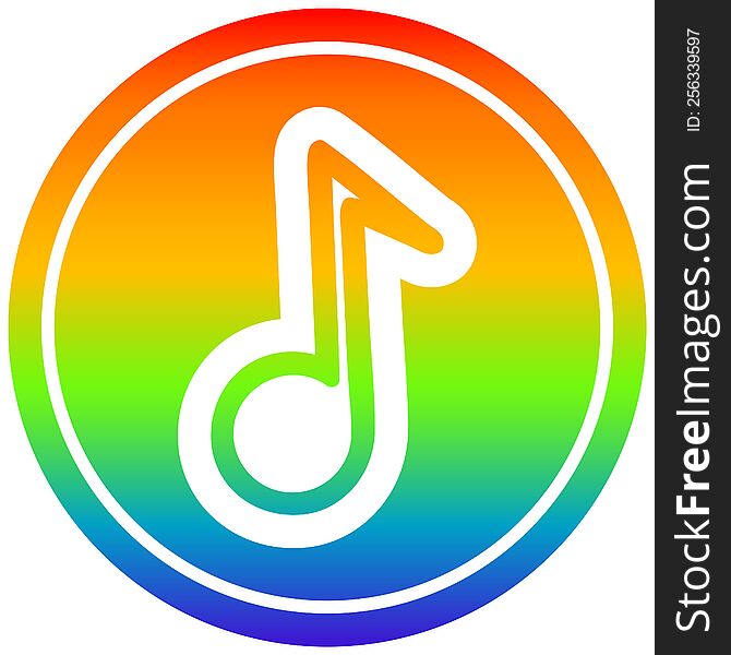 Musical Note Circular In Rainbow Spectrum