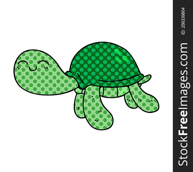 Quirky Comic Book Style Cartoon Turtle