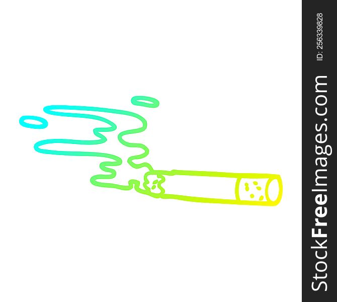 cold gradient line drawing of a cartoon cigarette