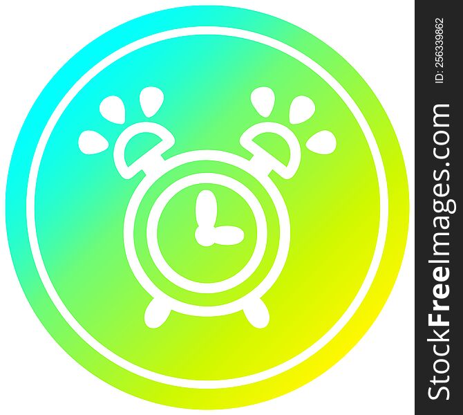 ringing alarm clock circular icon with cool gradient finish. ringing alarm clock circular icon with cool gradient finish
