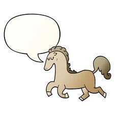 Cartoon Horse Running And Speech Bubble In Smooth Gradient Style Royalty Free Stock Photos
