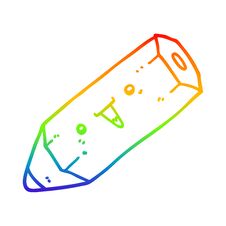 Rainbow Gradient Line Drawing Cute Cartoon Pencil Stock Photo