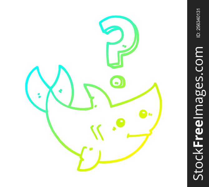 cold gradient line drawing cartoon shark asking question