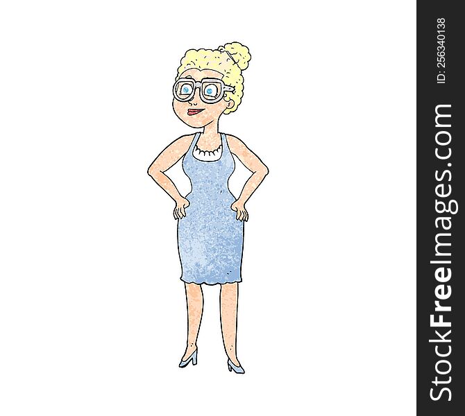 textured cartoon woman wearing glasses