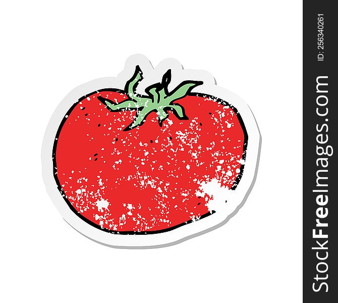 retro distressed sticker of a cartoon tomato