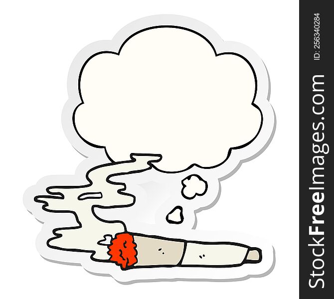 cartoon cigarette with thought bubble as a printed sticker