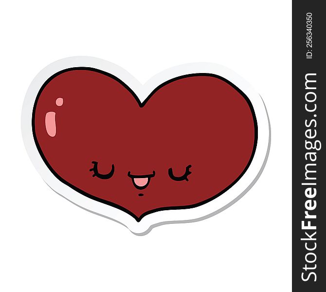 sticker of a cartoon love heart character
