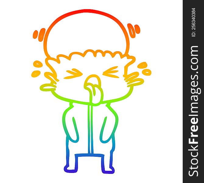 Rainbow Gradient Line Drawing Weird Cartoon Alien
