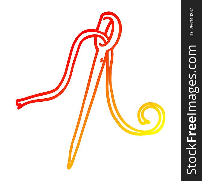 warm gradient line drawing of a cartoon needle and thread