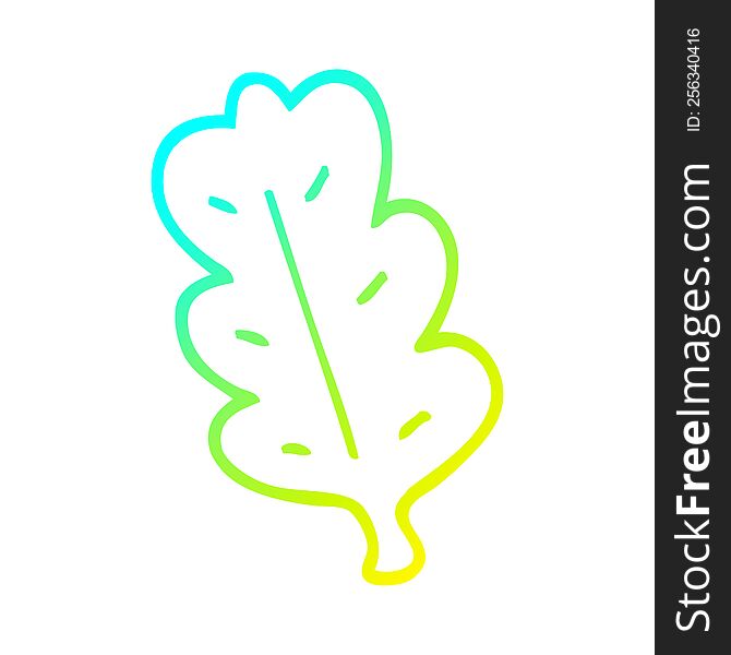 Cold Gradient Line Drawing Cartoon Leaf