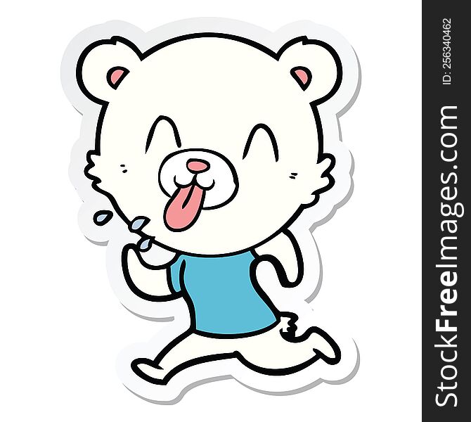 Sticker Of A Rude Cartoon Polar Bear Sticking Out Tongue