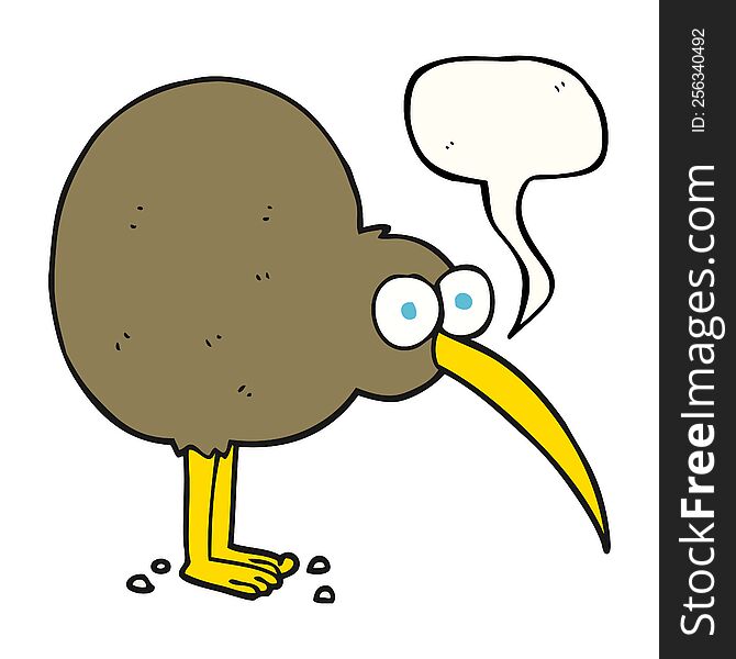 freehand drawn speech bubble cartoon kiwi