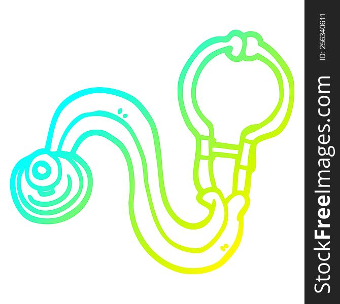 cold gradient line drawing of a cartoon doctors stethoscope