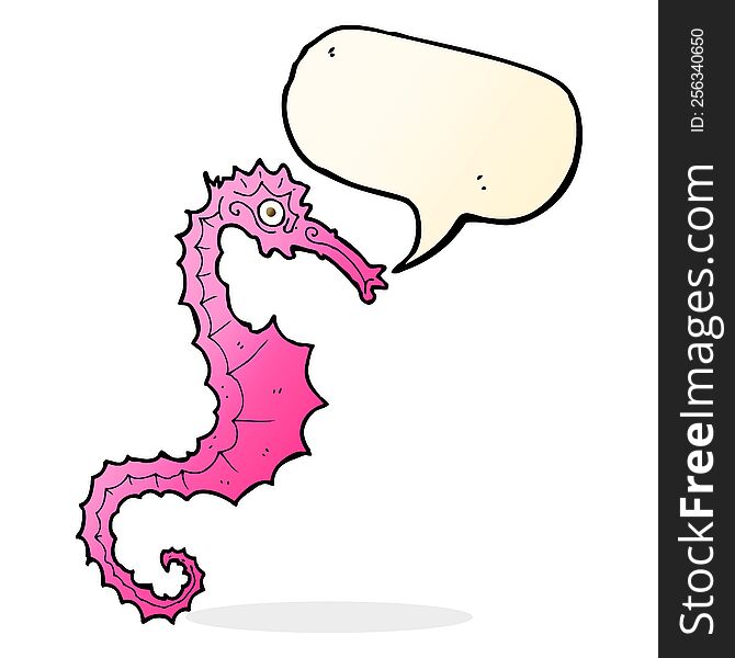 Cartoon Sea Horse With Speech Bubble