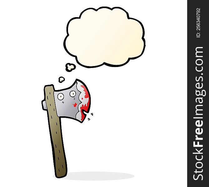 Bloody Cartoon Axe With Thought Bubble