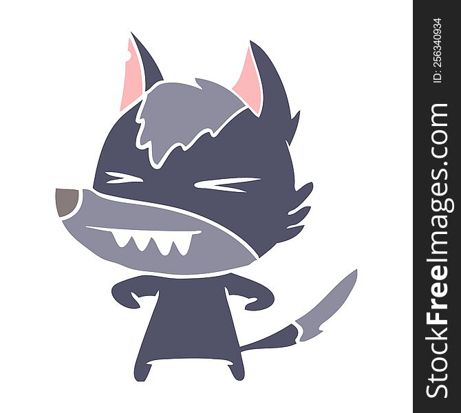 Angry Wolf Flat Color Style Cartoon