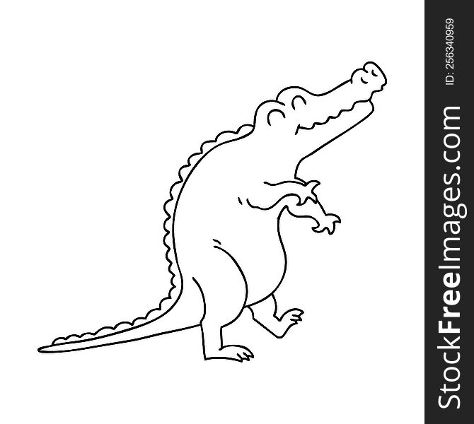 line drawing quirky cartoon crocodile. line drawing quirky cartoon crocodile