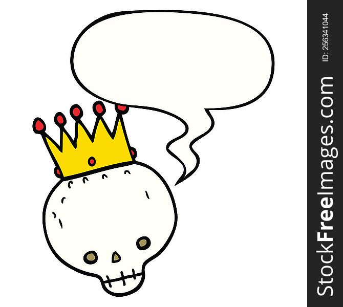 Cartoon Skull And Crown And Speech Bubble