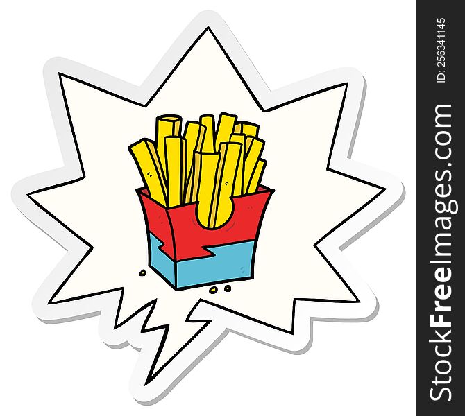 cartoon junk food fries with speech bubble sticker