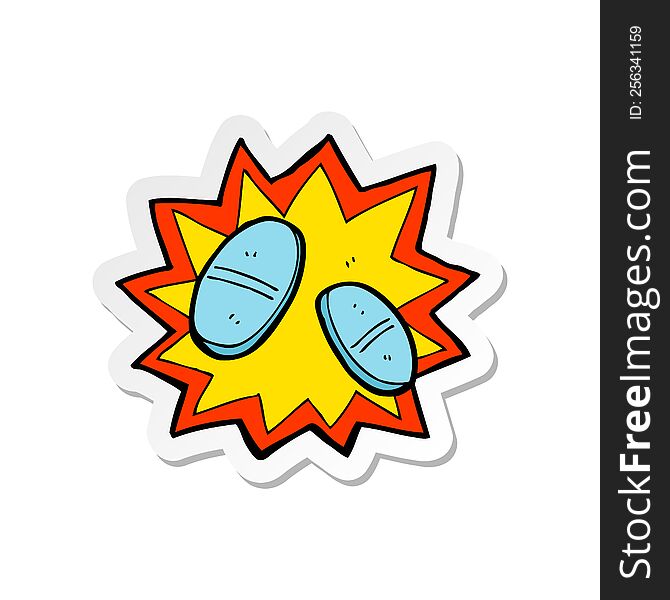 Sticker Of A Cartoon Painkillers