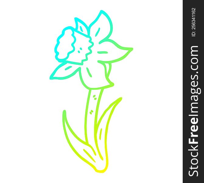 cold gradient line drawing of a cartoon daffodil