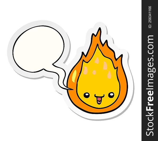 Cartoon Flame And Speech Bubble Sticker