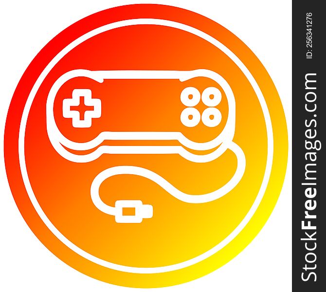 console game controller circular icon with warm gradient finish. console game controller circular icon with warm gradient finish