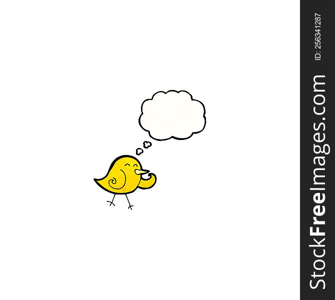 Cartoon Laughing Bird With Thought Bubble