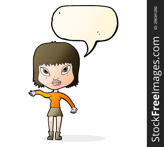 Cartoon Woman Making Gesture With Speech Bubble