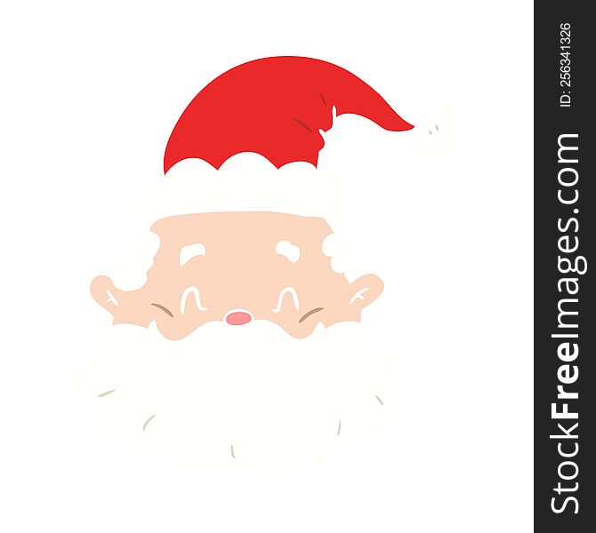 Flat Color Style Cartoon Santa Claus Face