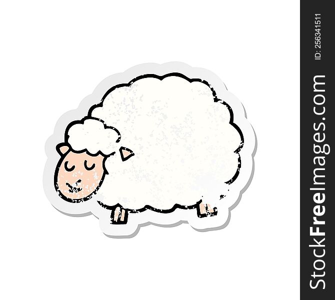 Distressed Sticker Of A Cartoon Sheep