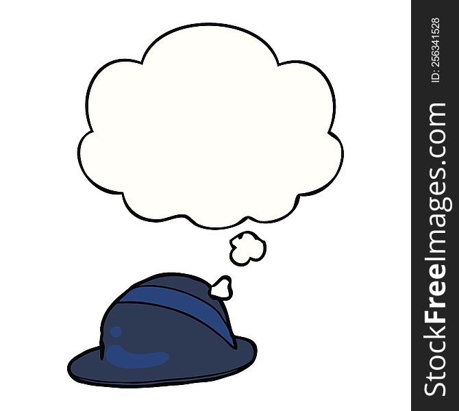 cartoon bowler hat with thought bubble. cartoon bowler hat with thought bubble