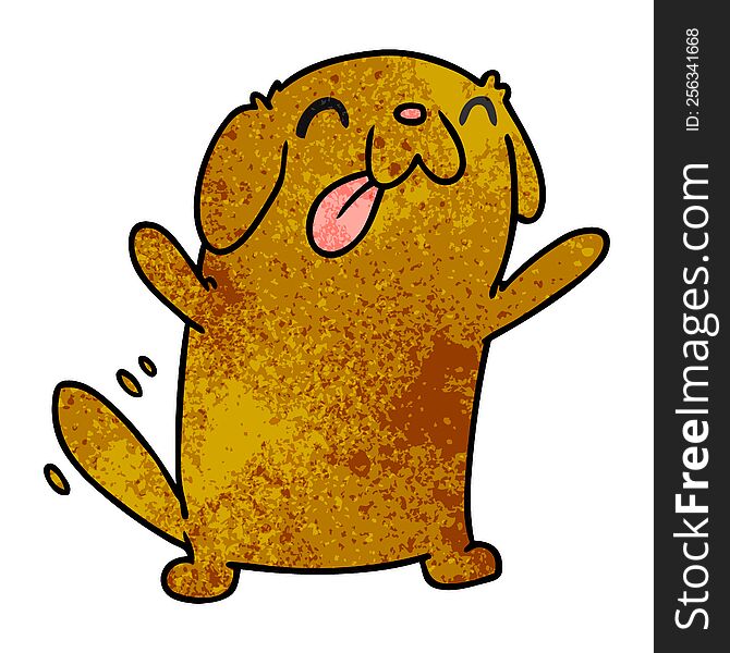 textured cartoon illustration kawaii of a cute dog. textured cartoon illustration kawaii of a cute dog