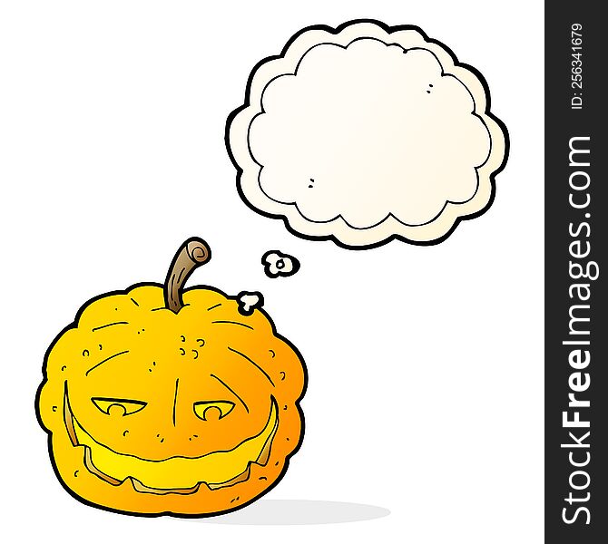 Cartoon Halloween Pumpkin With Thought Bubble