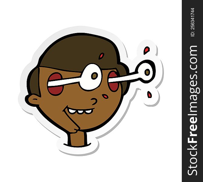 Sticker Of A Cartoon Excited Boys Face