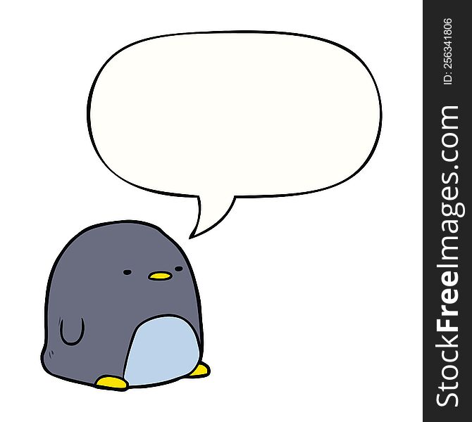 cute cartoon penguin with speech bubble. cute cartoon penguin with speech bubble