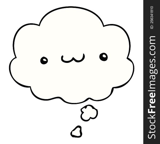 happy cartoon expression with thought bubble. happy cartoon expression with thought bubble