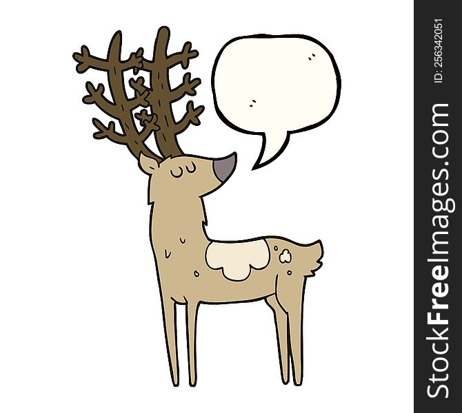 freehand drawn speech bubble cartoon stag