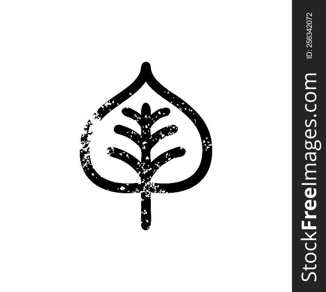 natural leaf distressed icon symbol