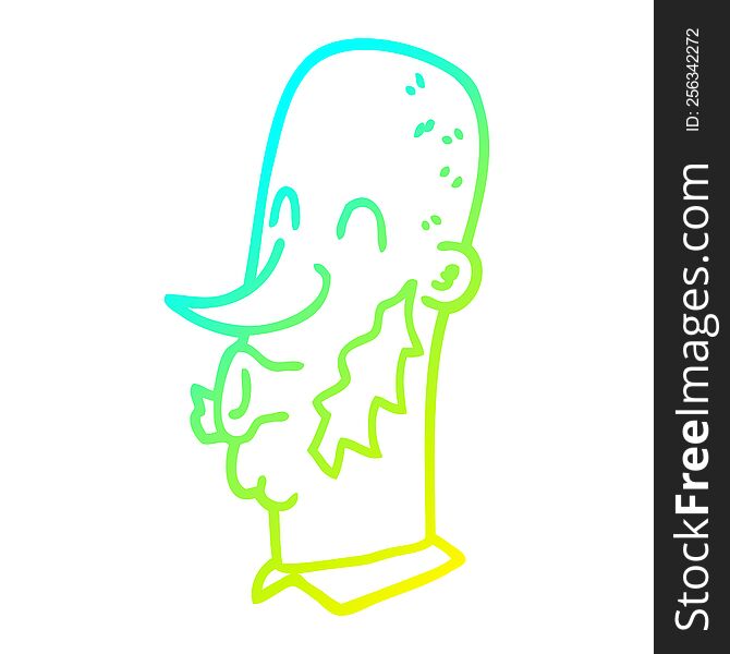 Cold Gradient Line Drawing Cartoon Man With Muttonchop Facial Hair