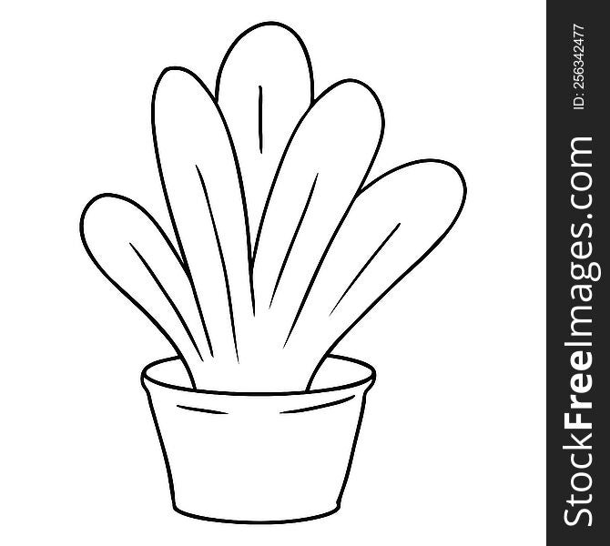 line drawing doodle of a green indoor plant