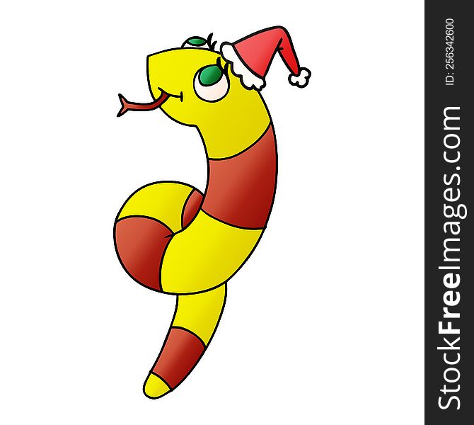hand drawn christmas gradient cartoon of kawaii snake