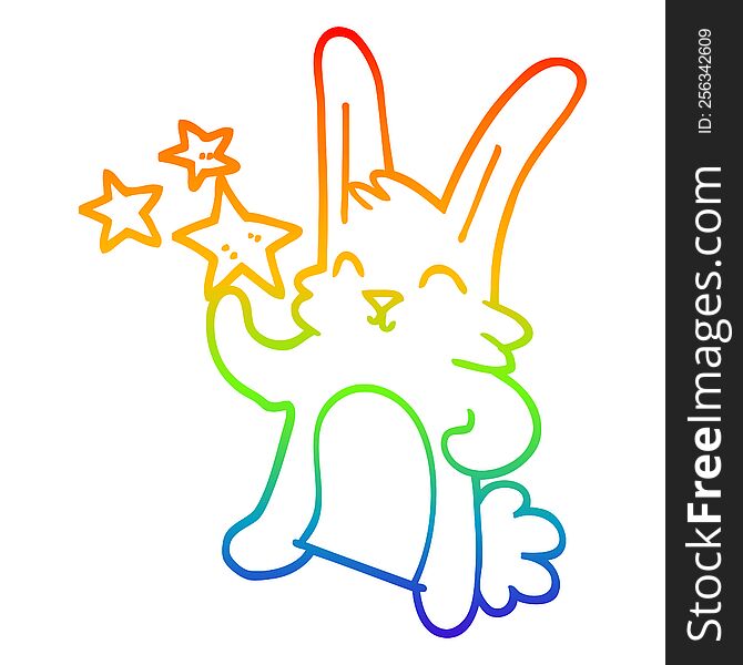 rainbow gradient line drawing cartoon happy bunny